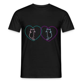 Herz Katzen Liebe Herzen Kitten Valentin Romantik - Männer T-Shirt - Schwarz - Vorne - AI Model Male 178 light (178cm)