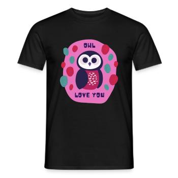 Owl Love You | I Love You - Men's T-Shirt - black - Front - AI Model Male 178 light (178cm)