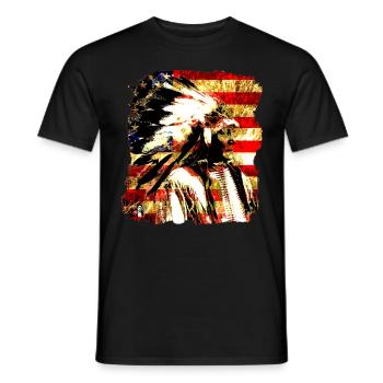 Collage Chief on USA Flag 2 - Men's T-Shirt - black - Front - AI Model Male 178 light (178cm)