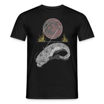 Waller - Wels Angeln bei Vollmond - Männer T-Shirt - Schwarz - Vorne - AI Model Male 178 light (178cm)