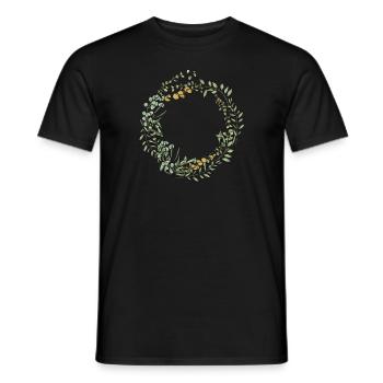Eucalyptus Flower Wreath I Team Bridal Wedding Boho - Men's T-Shirt - black - Front - AI Model Male 178 light (178cm)