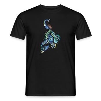 Pfau I Pfauenauge Peacock Motiv mit Pfauenfeder - Männer T-Shirt - Schwarz - Vorne - AI Model Male 178 light (178cm)