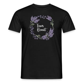 Lavender I Team Bride Flower Wreath Wedding Boho - Men's T-Shirt - black - Front - AI Model Male 178 light (178cm)