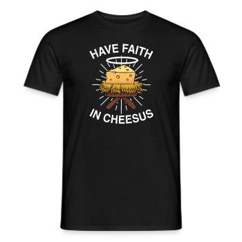 Jesus Christ Cheese Church Christianity Religion - Men's T-Shirt - black - Front - AI Model Male 178 light (178cm)