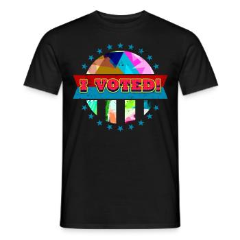 Politik Pop Art I Vote Badge Retro Voters Electi - Männer T-Shirt - Schwarz - Vorne - AI Model Male 178 light (178cm)