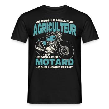 Le meilleur agriculteur et le meilleur motard - T-shirt homme - noir - Devant - AI Model Male 178 light (178cm)