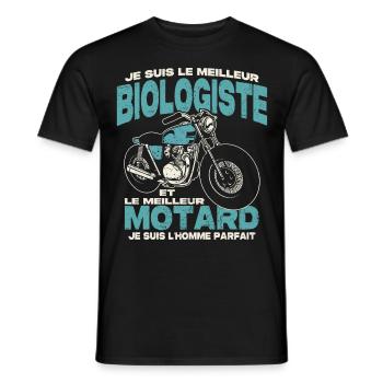 Le meilleur biologiste et le meilleur motard - T-shirt homme - noir - Devant - AI Model Male 178 light (178cm)