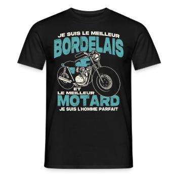 Le meilleur bordelais et le meilleur motard - T-shirt homme - noir - Devant - AI Model Male 178 light (178cm)