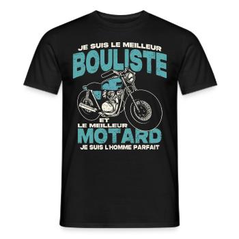 Le meilleur bouliste et le meilleur motard - T-shirt homme - noir - Devant - AI Model Male 178 light (178cm)