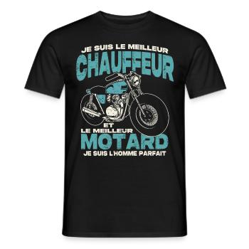 Le meilleur chauffeur et le meilleur motard - T-shirt homme - noir - Devant - AI Model Male 178 light (178cm)