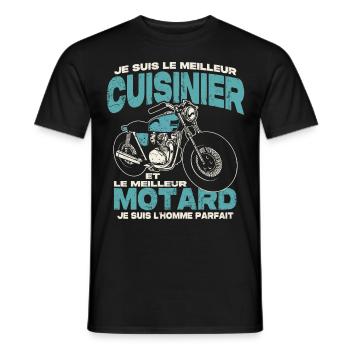 Le meilleur cuisinier et le meilleur motard - T-shirt homme - noir - Devant - AI Model Male 178 light (178cm)
