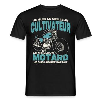 Le meilleur cultivateur et le meilleur motard - T-shirt homme - noir - Devant - AI Model Male 178 light (178cm)