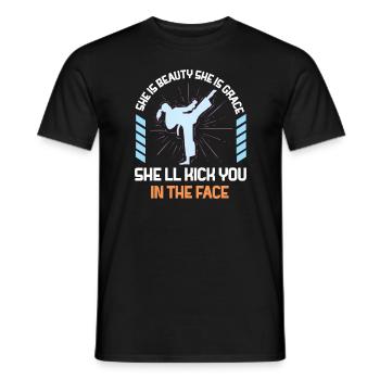 She Is Beauty She Is Grace She Will Kick You In - Men's T-Shirt - black - Front - AI Model Male 178 light (178cm)
