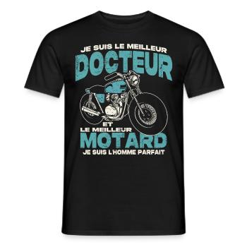 Le meilleur docteur et le meilleur motard - T-shirt homme - noir - Devant - AI Model Male 178 light (178cm)
