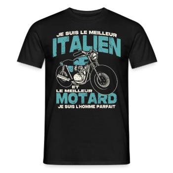 Le meilleur italien et le meilleur motard - T-shirt homme - noir - Devant - AI Model Male 178 light (178cm)
