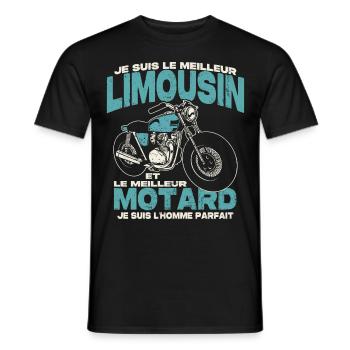 Le meilleur limousin et le meilleur motard - T-shirt homme - noir - Devant - AI Model Male 178 light (178cm)