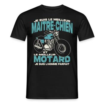 Le meilleur maitre-chien et le meilleur motard - T-shirt homme - noir - Devant - AI Model Male 178 light (178cm)