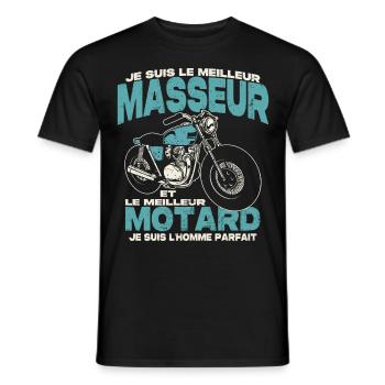 Le meilleur masseur et le meilleur motard - T-shirt homme - noir - Devant - AI Model Male 178 light (178cm)