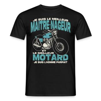 Le meilleur maitre-nageur et le meilleur motard - T-shirt homme - noir - Devant - AI Model Male 178 light (178cm)