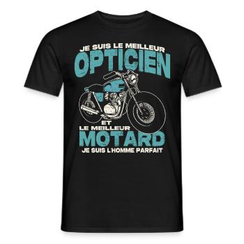 Le meilleur opticien et le meilleur motard - T-shirt homme - noir - Devant - AI Model Male 178 light (178cm)