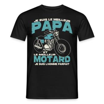 Le meilleur papa et le meilleur motard - T-shirt homme - noir - Devant - AI Model Male 178 light (178cm)