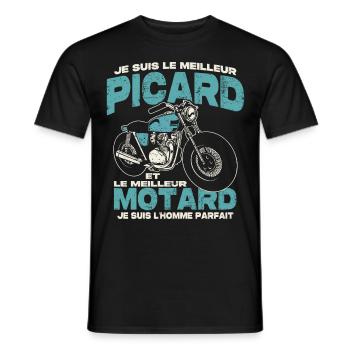 Le meilleur picard et le meilleur motard - T-shirt homme - noir - Devant - AI Model Male 178 light (178cm)