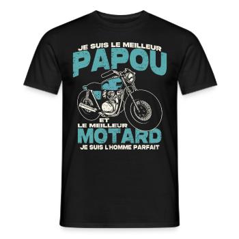 Le meilleur papou et le meilleur motard - T-shirt homme - noir - Devant - AI Model Male 178 light (178cm)
