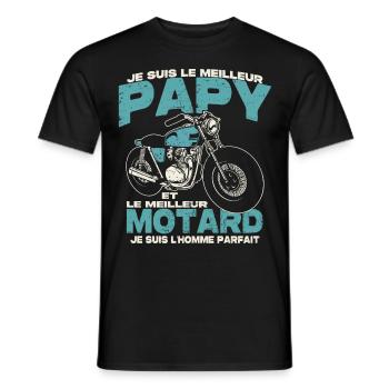Le meilleur papy et le meilleur motard - T-shirt homme - noir - Devant - AI Model Male 178 light (178cm)