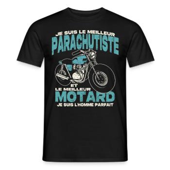 Le meilleur parachutiste et le meilleur motard - T-shirt homme - noir - Devant - AI Model Male 178 light (178cm)