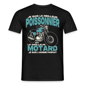 Le meilleur poissonnier et le meilleur motard - T-shirt homme - noir - Devant - AI Model Male 178 light (178cm)