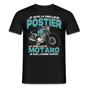 Le meilleur postier et le meilleur motard - T-shirt homme - noir - Devant - AI Model Male 178 light (178cm)