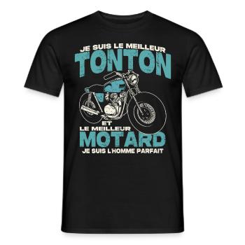 Le meilleur tonton et le meilleur motard - T-shirt homme - noir - Devant - AI Model Male 178 light (178cm)