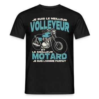 Le meilleur volleyeur et le meilleur motard - T-shirt homme - noir - Devant - AI Model Male 178 light (178cm)