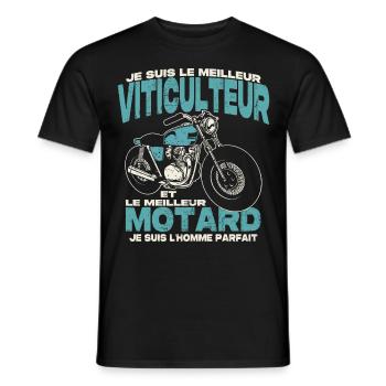 Le meilleur viticulteur et le meilleur motard - T-shirt homme - noir - Devant - AI Model Male 178 light (178cm)