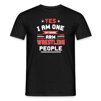 Arm wrestling tree felling weight training Armwrestling - Men's T-Shirt - black - Front - AI Model Male 178 light (178cm)