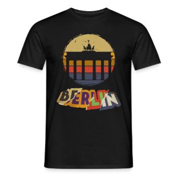 Berlin Germany City Skyline Vintage Retro - Men's T-Shirt - black - Front - AI Model Male 178 light (178cm)