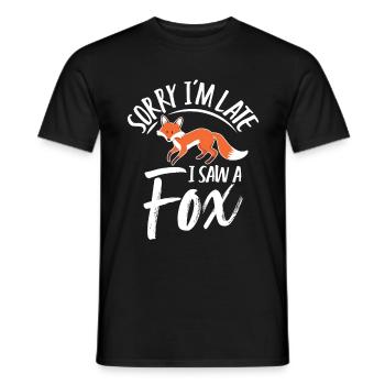 Désolé d’être en retard, j’ai vu un renard - T-shirt homme - noir - Devant - AI Model Male 178 light (178cm)