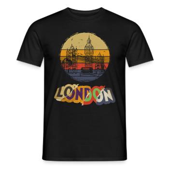 Londres Angleterre Royaume-Uni City Vintage Retro Skyline - T-shirt homme - noir - Devant - AI Model Male 178 light (178cm)