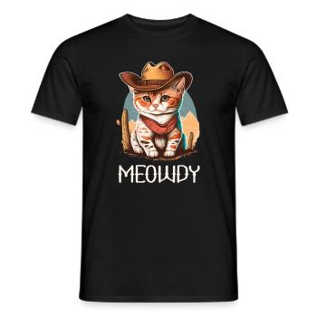 Meowdy Katze Howdy Meme Western Cowboy Kätzchen - Männer T-Shirt - Schwarz - Vorne - AI Model Male 178 light (178cm)