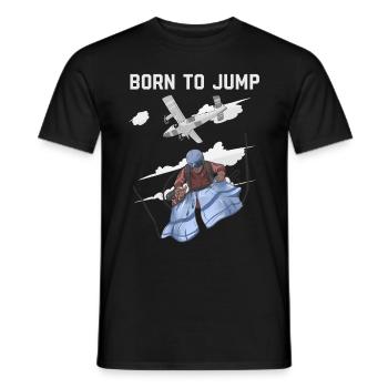 Fallschirmspringen, zum Springen geboren - Männer T-Shirt - Schwarz - Vorne - AI Model Male 178 light (178cm)