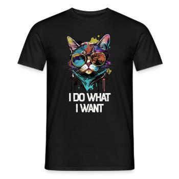 I Do What I Want Katze mit Sonnenbrille - Männer T-Shirt - Schwarz - Vorne - AI Model Male 178 light (178cm)