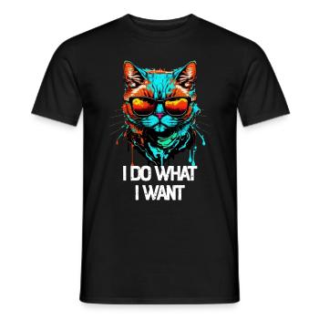 I Do What I Want Katze mit Sonnenbrille - Männer T-Shirt - Schwarz - Vorne - AI Model Male 178 light (178cm)