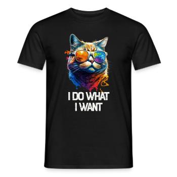 I Do What I Want Katze mit Sonnenbrille - Männer T-Shirt - Schwarz - Vorne - AI Model Male 178 light (178cm)