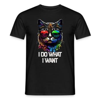I Do What I Want Katze mit Sonnenbrille - Männer T-Shirt - Schwarz - Vorne - AI Model Male 178 light (178cm)