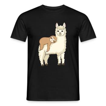 Lustiges Faultier reitet Lama - Männer T-Shirt - Schwarz - Vorne - AI Model Male 178 light (178cm)