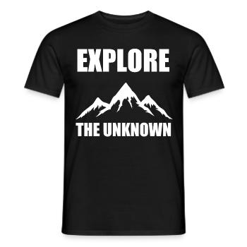 Explorez l’inconnu - Randonnée, Nature, Aventure - T-shirt homme - noir - Devant - AI Model Male 178 light (178cm)