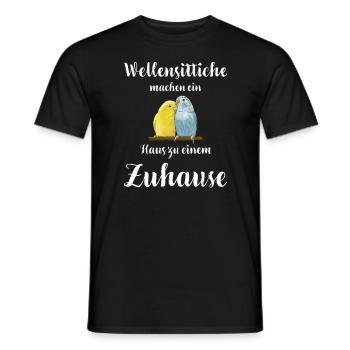 Wellensittich I Sittich Vogel Budgie Motiv für - Männer T-Shirt - Schwarz - Vorne - AI Model Male 178 light (178cm)
