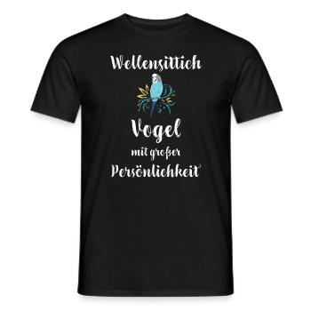 Wellensittich I Sittich Vogel Budgie Motiv für - Männer T-Shirt - Schwarz - Vorne - AI Model Male 178 light (178cm)
