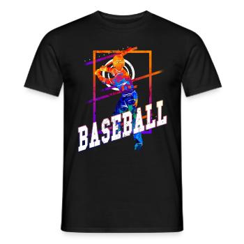 Baseball Baseball Player Vintage Colorful - Men's T-Shirt - black - Front - AI Model Male 178 light (178cm)