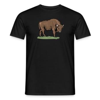 Wisent I Bison Wildrind Motiv mit Büffel und Kalb - Männer T-Shirt - Schwarz - Vorne - AI Model Male 178 light (178cm)